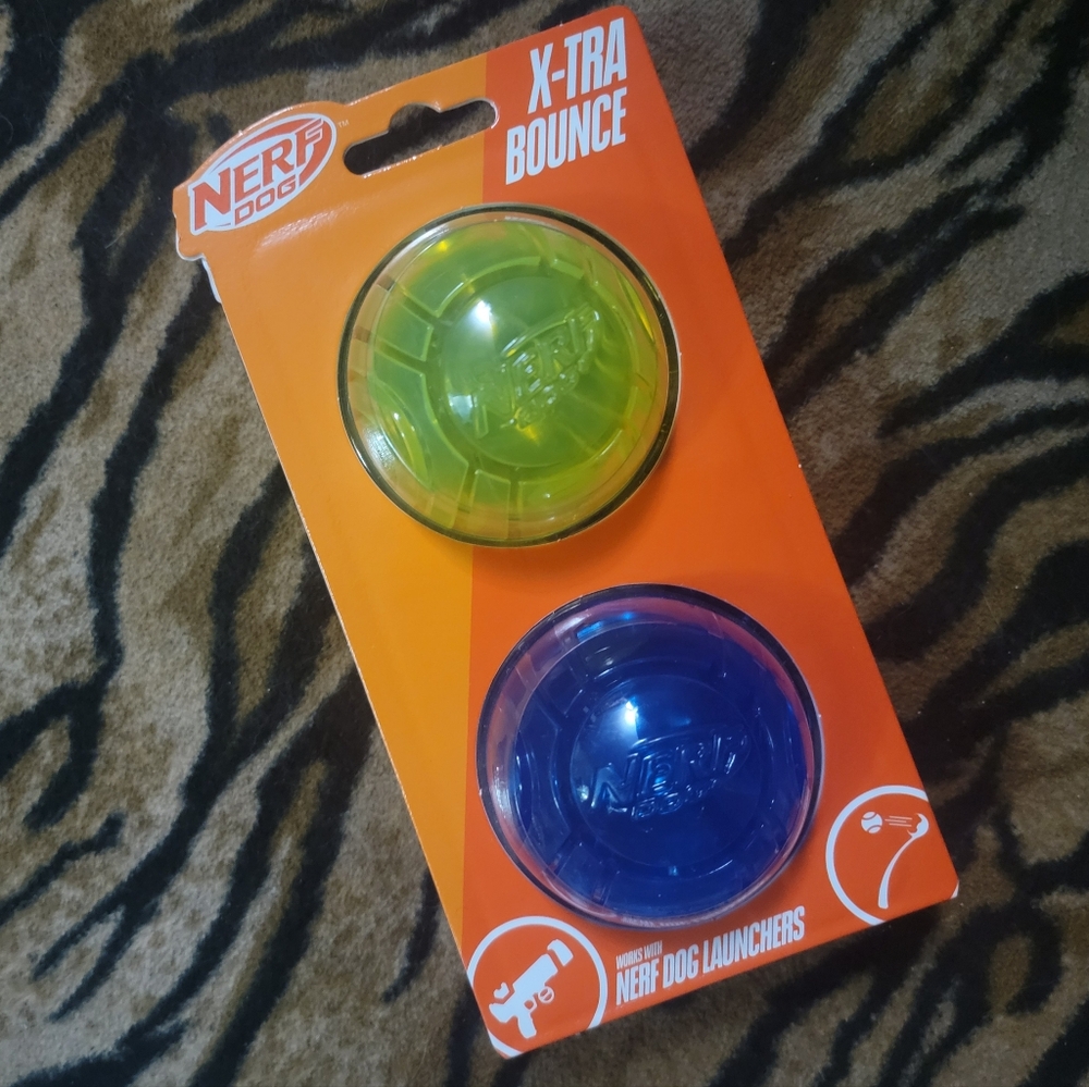 Nerf Dog Balls Extra Bounce 2 pack med/large New!